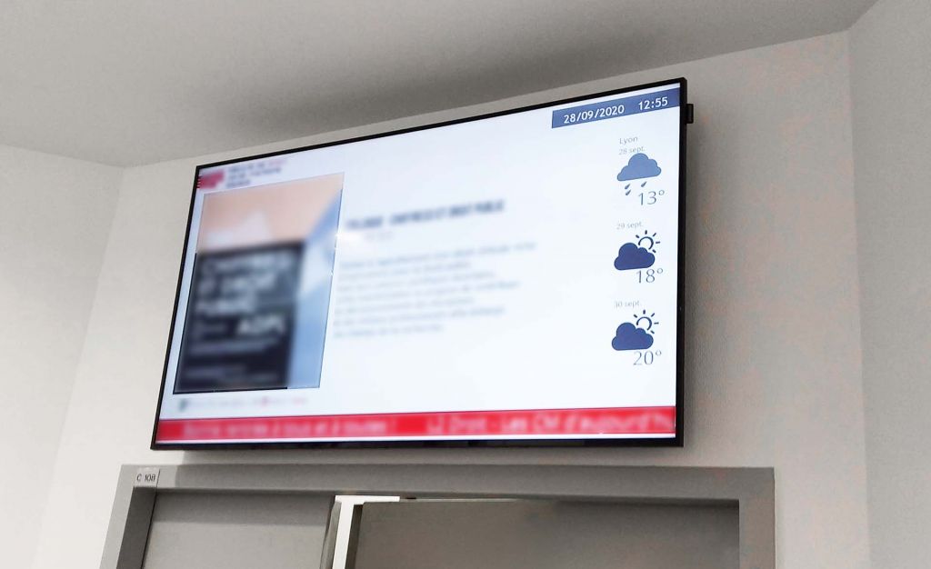 écran d'affichage informatif (dynamique) en école supérieure